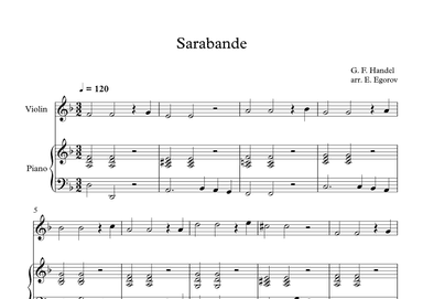 Sarabande - George Frideric Handel (Violin + Piano) (arr. Digital Book Music)