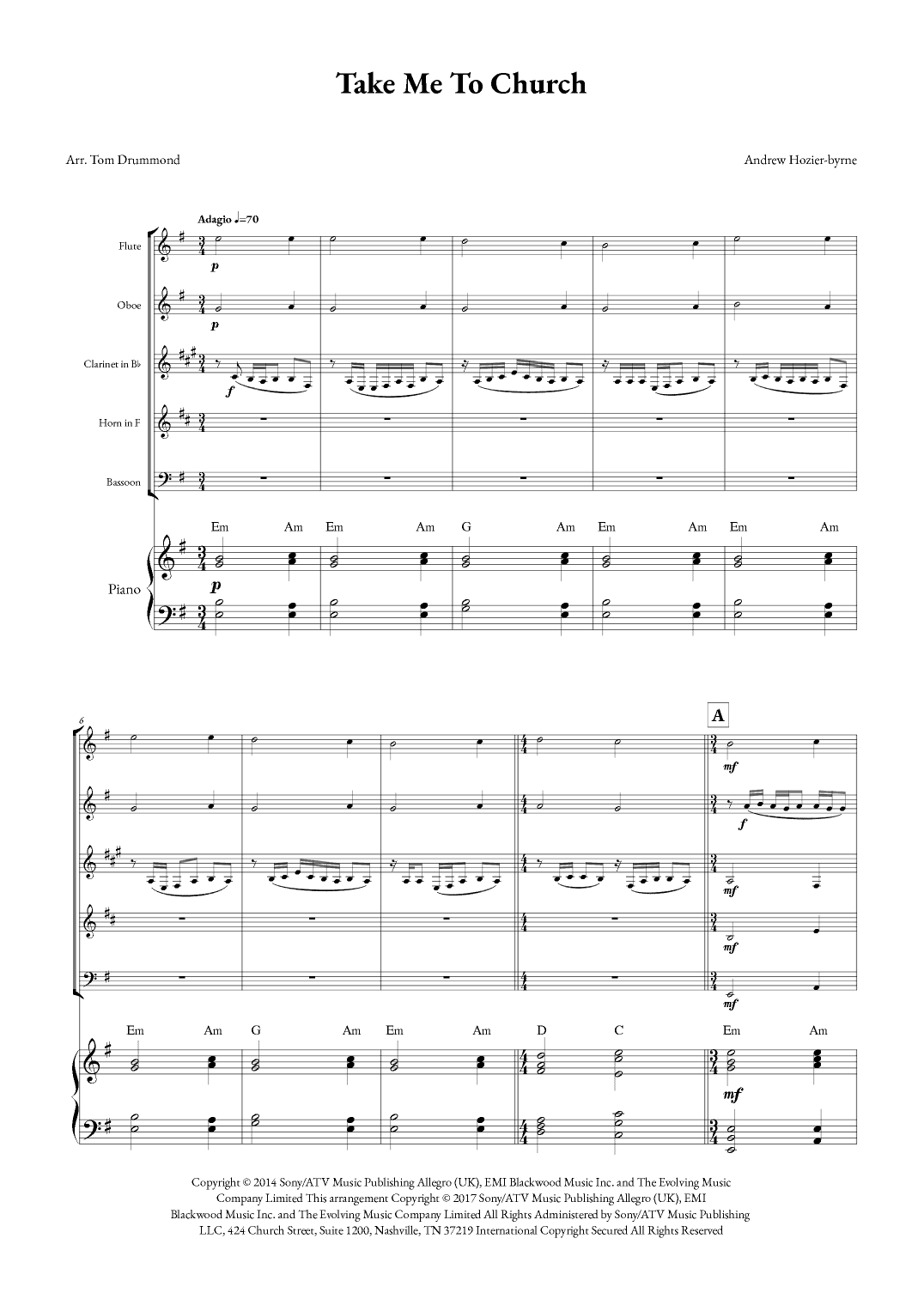 Take Me To Church (arr. Tom Drummond)