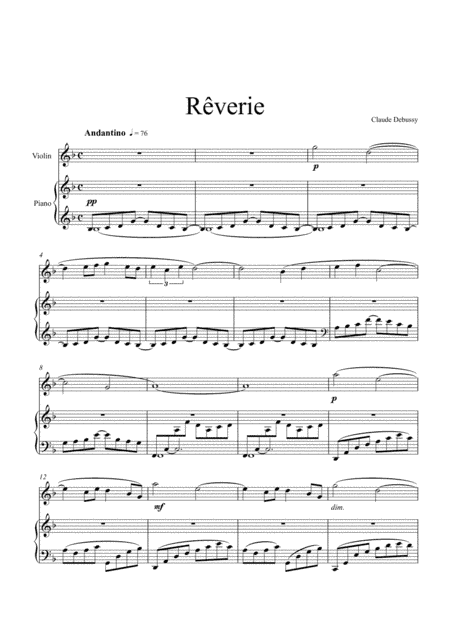 Claude Debussy - Rêverie (Violin Solo) (arr. André Laitano)