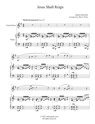 Jesus Shall Reign (French Horn-Piano) (arr. Marty Parks)