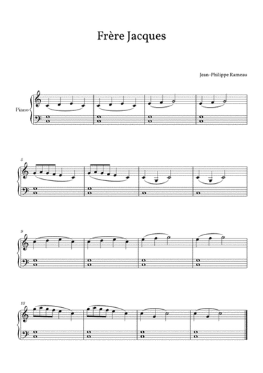 Frère Jacques (Easy/Beginner Piano) (arr. Cadenza Editions)