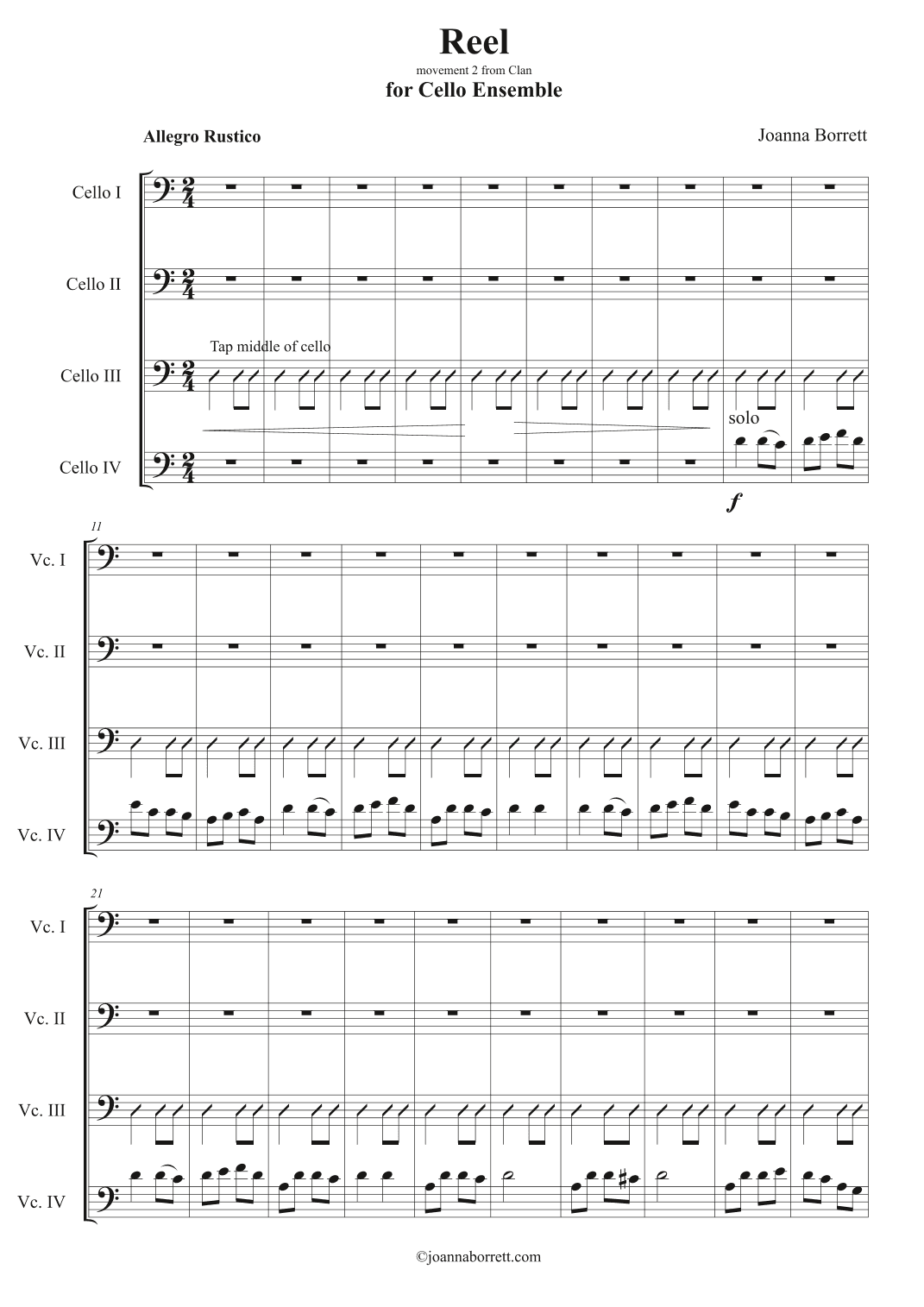 Reel  for Cello Ensemble