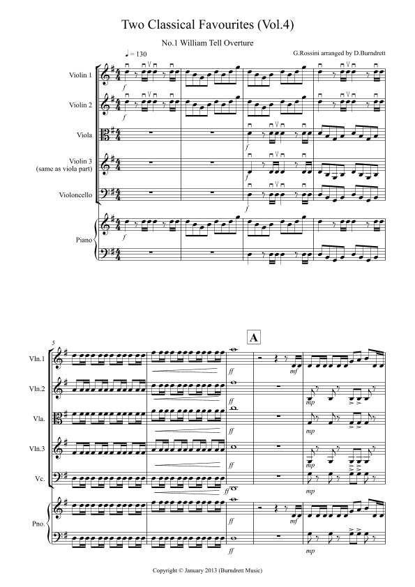 2 Classical Favourites for String Quartet (volume four) (arr. D.Burndrett)
