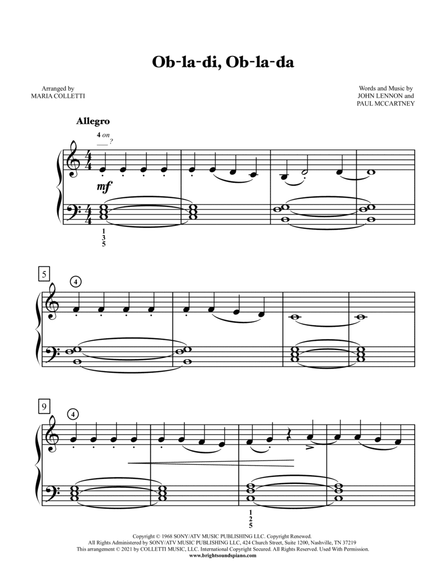Ob-la-di, Ob-la-da (arr. Maria Colletti)