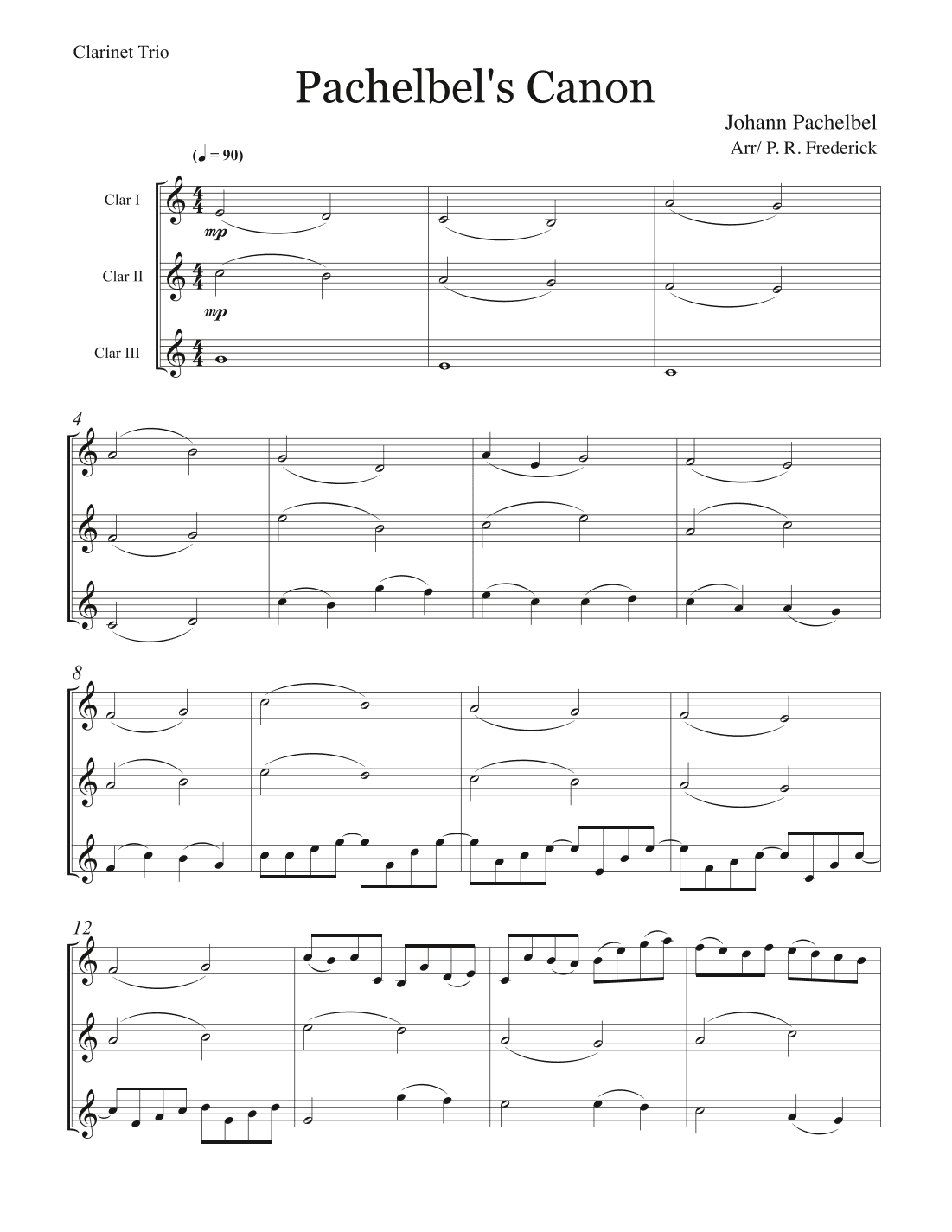 Pachelbel's Canon in D (arr. P. R. Frederick)