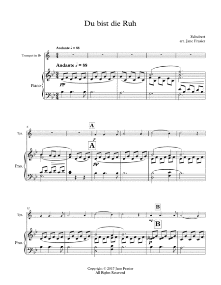 Du bist die Ruh (arr. Jane Frasier)