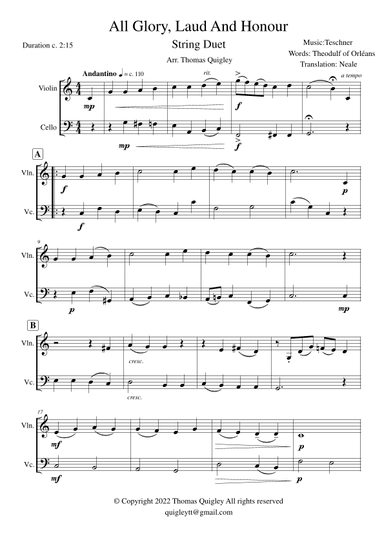 All Glory, Laud And Honour (arr. Thomas Quigley)
