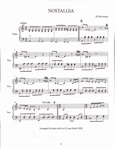 Nostalgia. Sad and beautiful theme from the old Russian movie (arr. Lana Smith)