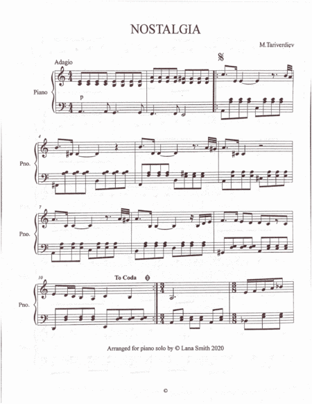 Nostalgia. Sad and beautiful theme from the old Russian movie (arr. Lana Smith)