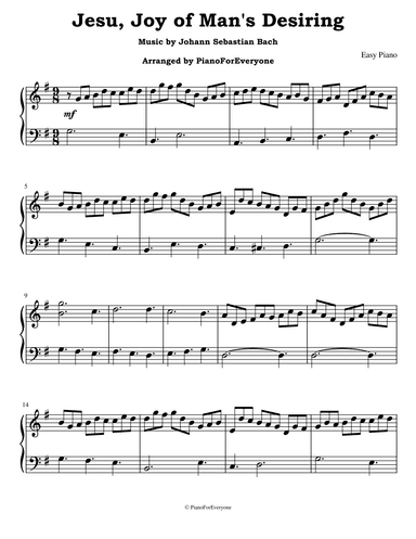 Jesu, Joy of Man's Desiring - Bach (Easy Piano) (arr. PianoForEveryone)