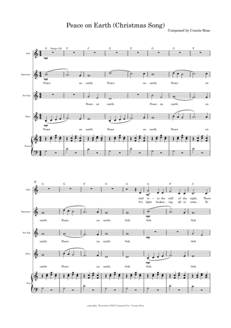 Peace on Earth - Christmas Song - Women's Quartet with Piano