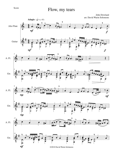 Flow my tears for alto flute and guitar (with divisions) (arr. David Warin Solomons)