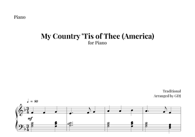 My Country 'Tis of Thee (America) (arr. GDJ)