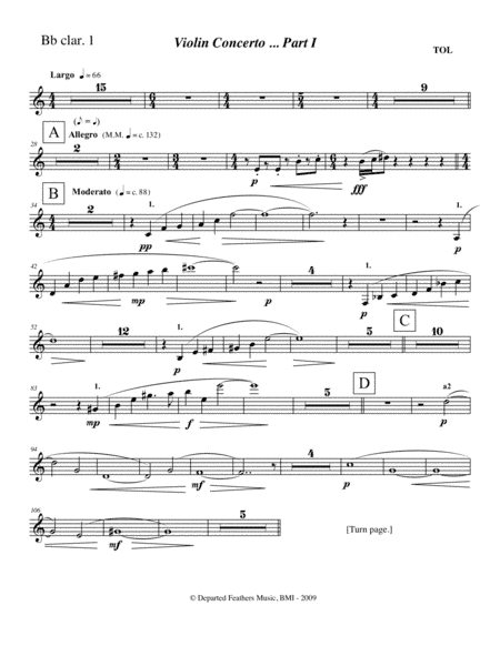 Violin Concerto (2009) Clarinet in Bb and A part 1