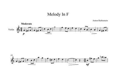 Melody In F - Anton Rubinstein (Violin) (arr. Digital Book Music)