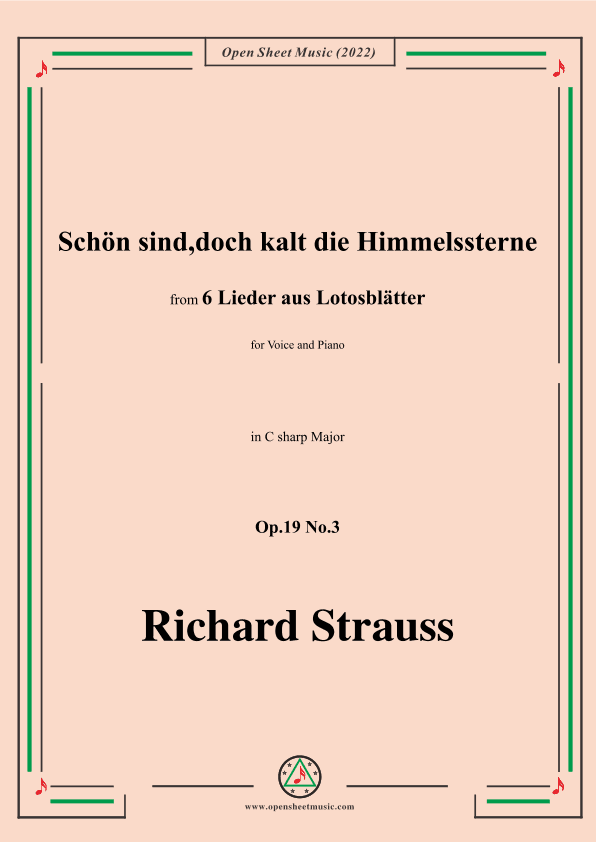 Richard Strauss-Schön sind,doch kalt die Himmelssterne,in C sharp Major (arr. OSM Press)