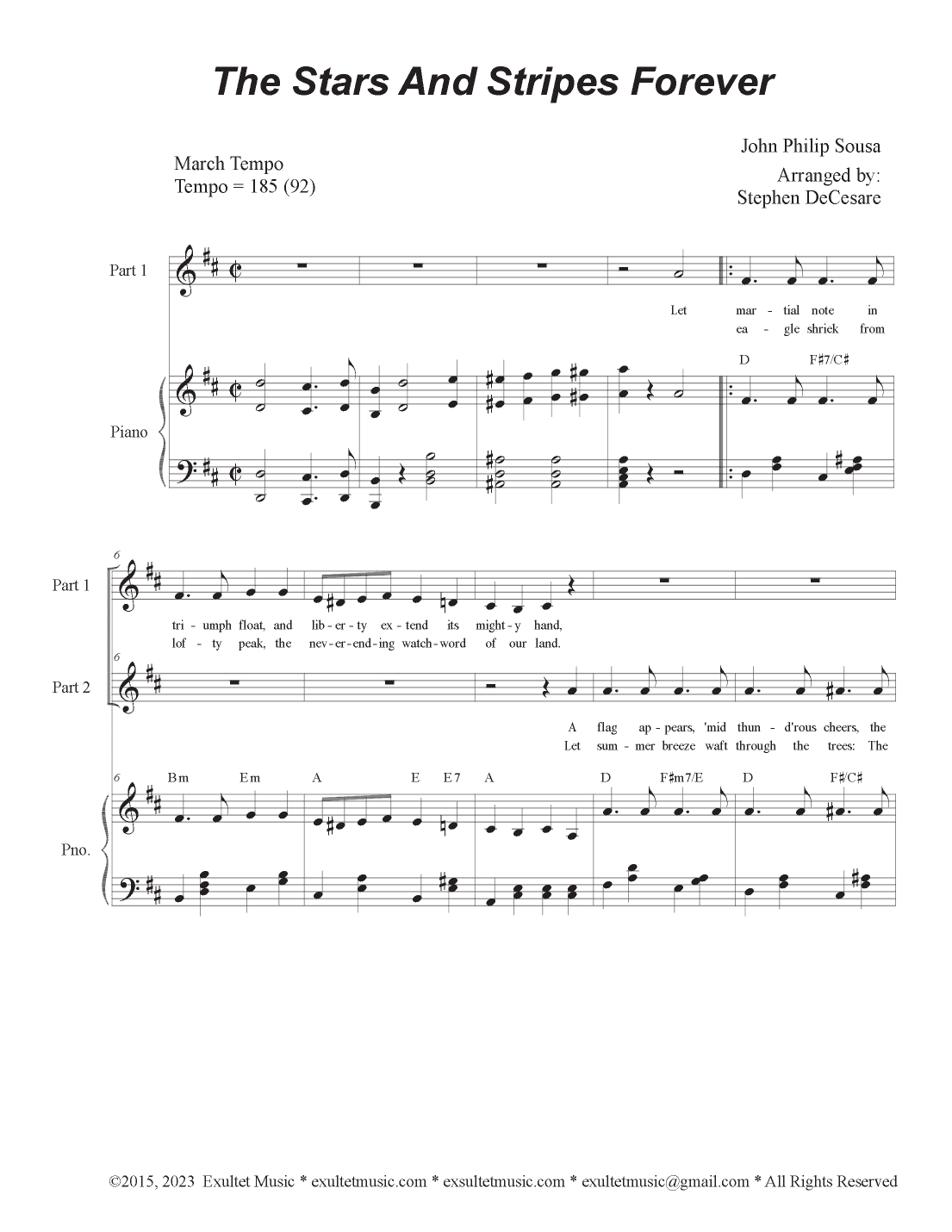 The Stars and Stripes Forever (2-part choir) (arr. Stephen DeCesare)