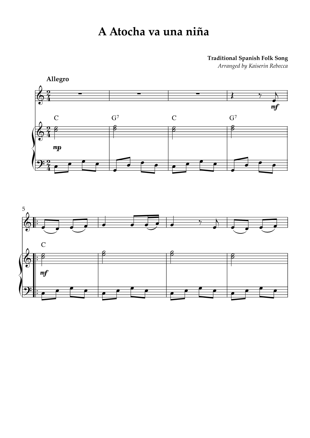 A Atocha va una niña (arr. Kaiserin Rebecca)