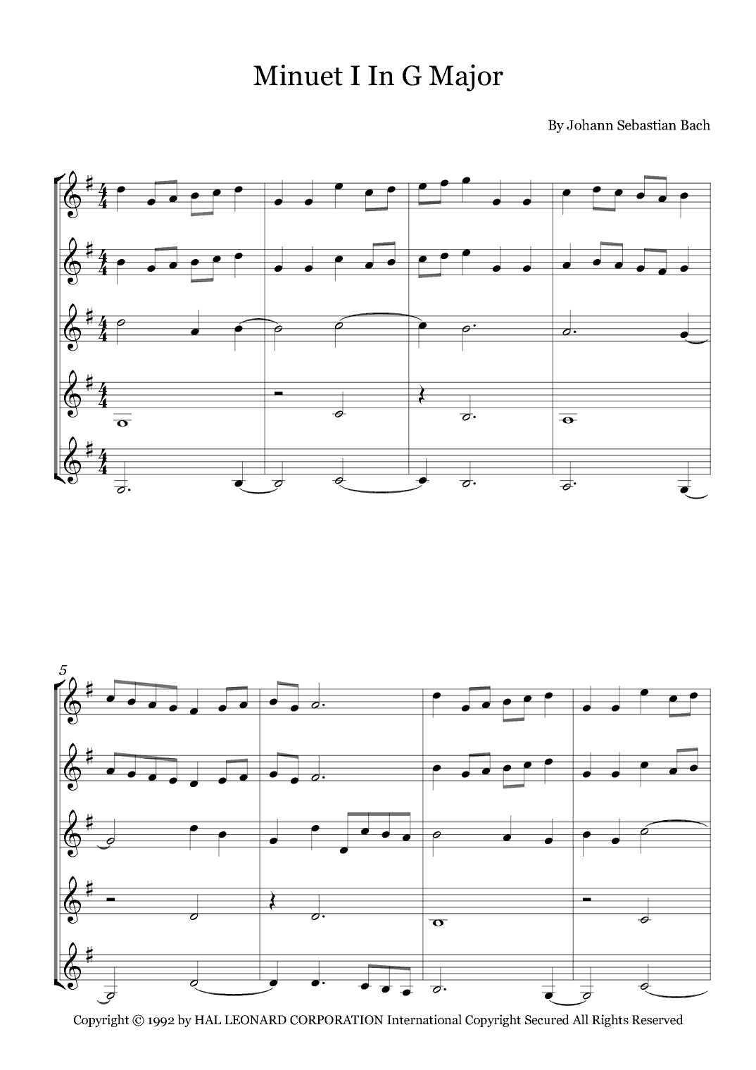 Minuet I In G Major (arr. Fernanda Moura)