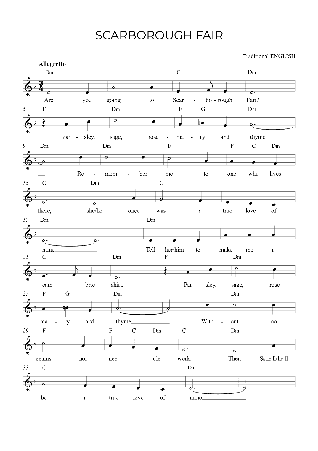 SCARBOROUGH FAIR (arr. Alex Nunes Rodrigues)