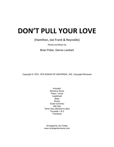 Don't Pull Your Love (arr. Jim Farley - www.arrangementsone.com)
