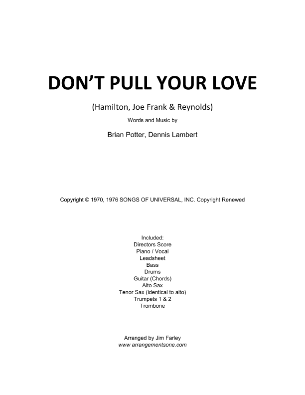 Don't Pull Your Love (arr. Jim Farley - www.arrangementsone.com)