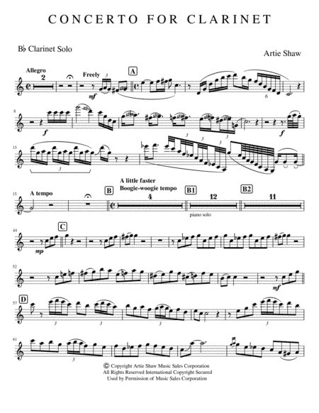 Concerto For Clarinet (arr. Arranged, Transcribed and Edited by D. Musheff)