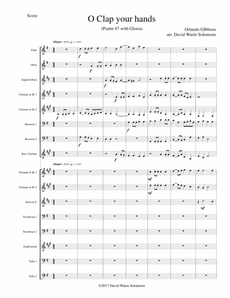 O Clap your Hands (Orlando Gibbons visits Venice) for wind and brass (arr. David Warin Solomons)