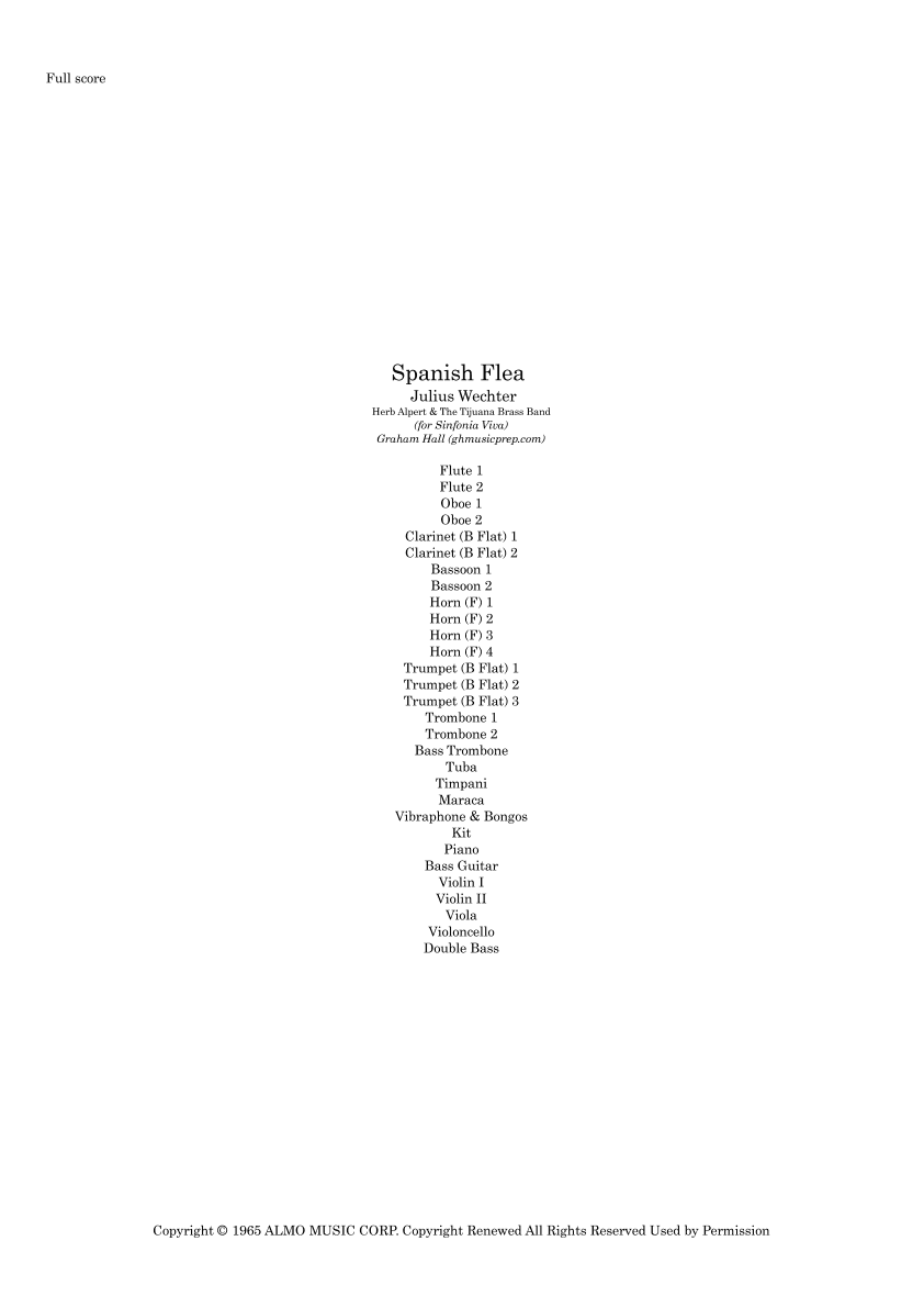 Spanish Flea (arr. Graham Hall (ghmusicprep.com))