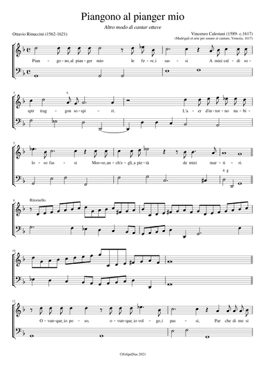 Piangono al pianger mio (arr. Early Music Scores)