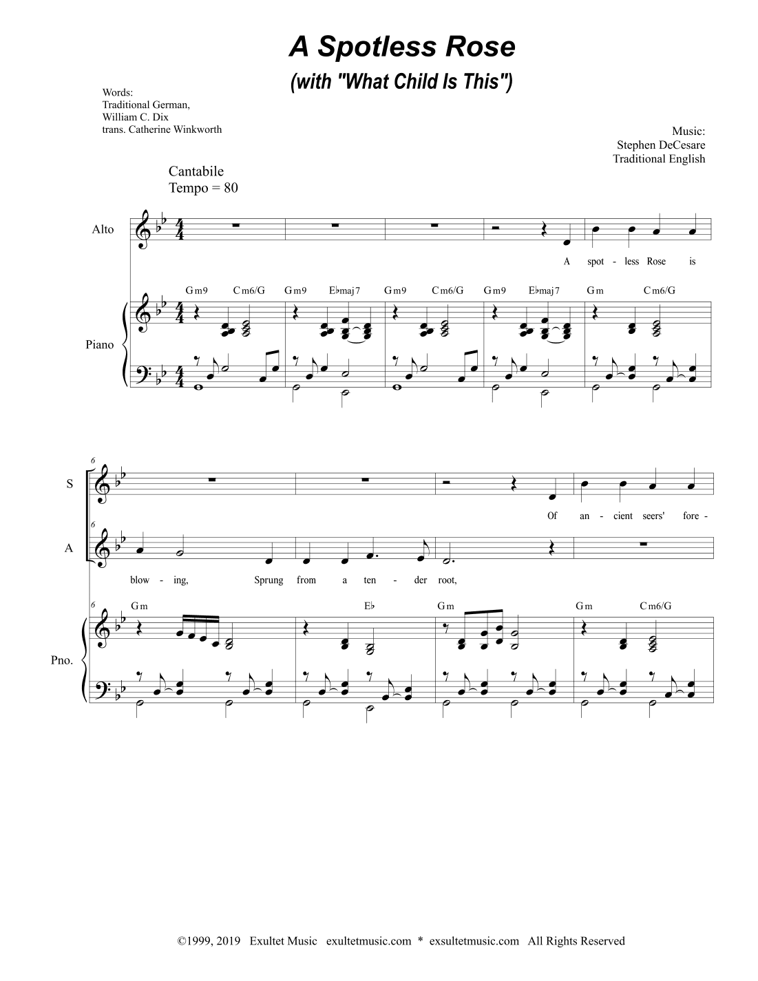 A Spotless Rose (with "What Child Is This") (Duet for Soprano and Alto solo)