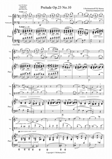 Rachmaninoff - Prelude Op23 No10 - Piano Trio (arr. Tim TK Murray)