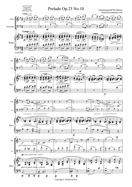 Rachmaninoff - Prelude Op23 No10 - Piano Trio (arr. Tim TK Murray)