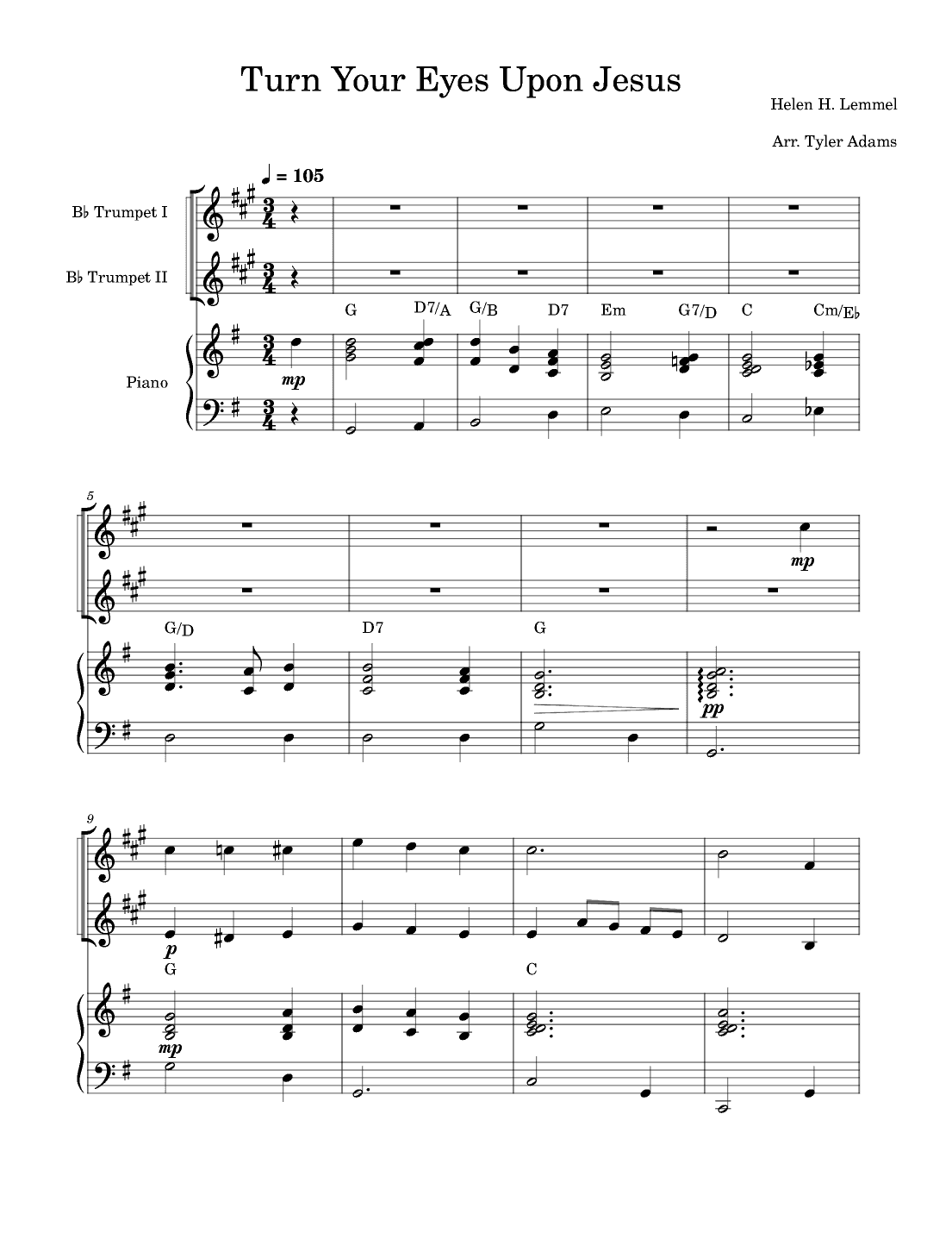Turn Your Eyes Upon Jesus (Trumpet Duet and Piano) (arr. Tyler Adams)