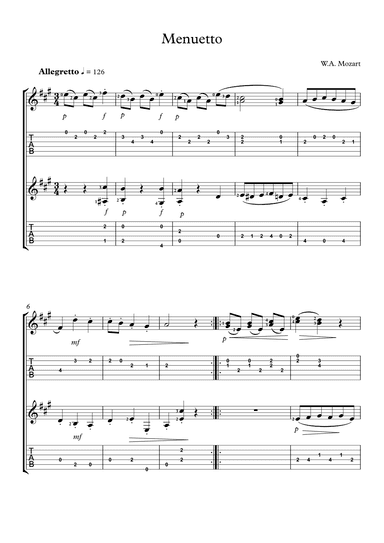 Menuetto for 2 Guitars TAB (arr. Martin Hay)