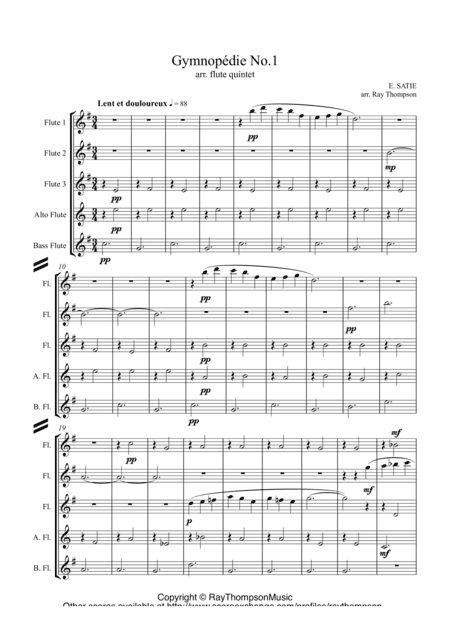 Satie: Gymnopedie No.1- flute quintet (arr. Ray Thompson)