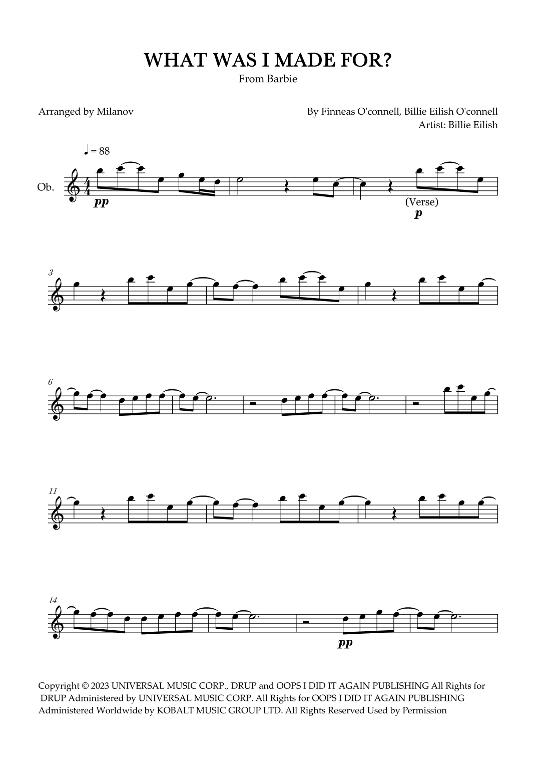 What Was I Made For? (arr. Milanov)