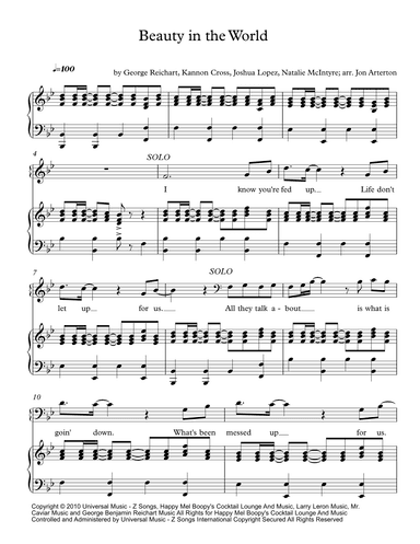 Beauty In The World (arr. Jon Arterton)