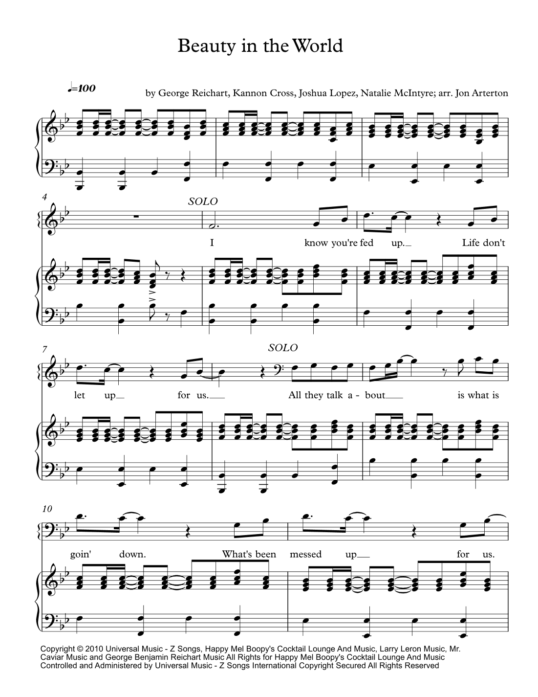 Beauty In The World (arr. Jon Arterton)