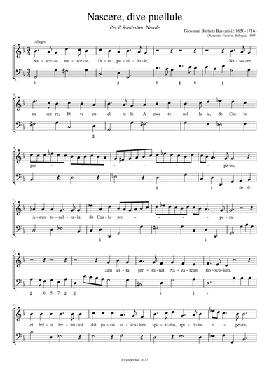 Nascere dive puellule (Gm) (arr. Early Music Scores)