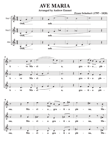 Ave Maria (Schubert) A Cappella SSA (arr. Andrew Emmet)