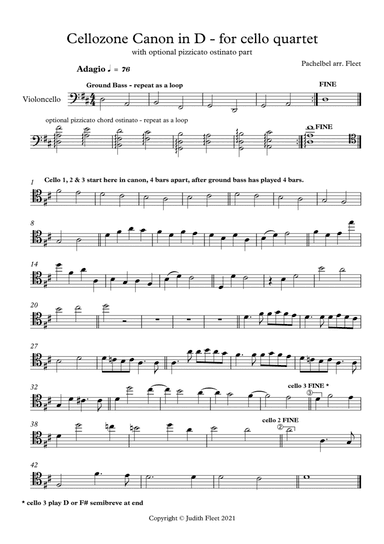 Cellozone (Pachelbel) Canon in D for cello ensemble (arr. Judith Fleet)