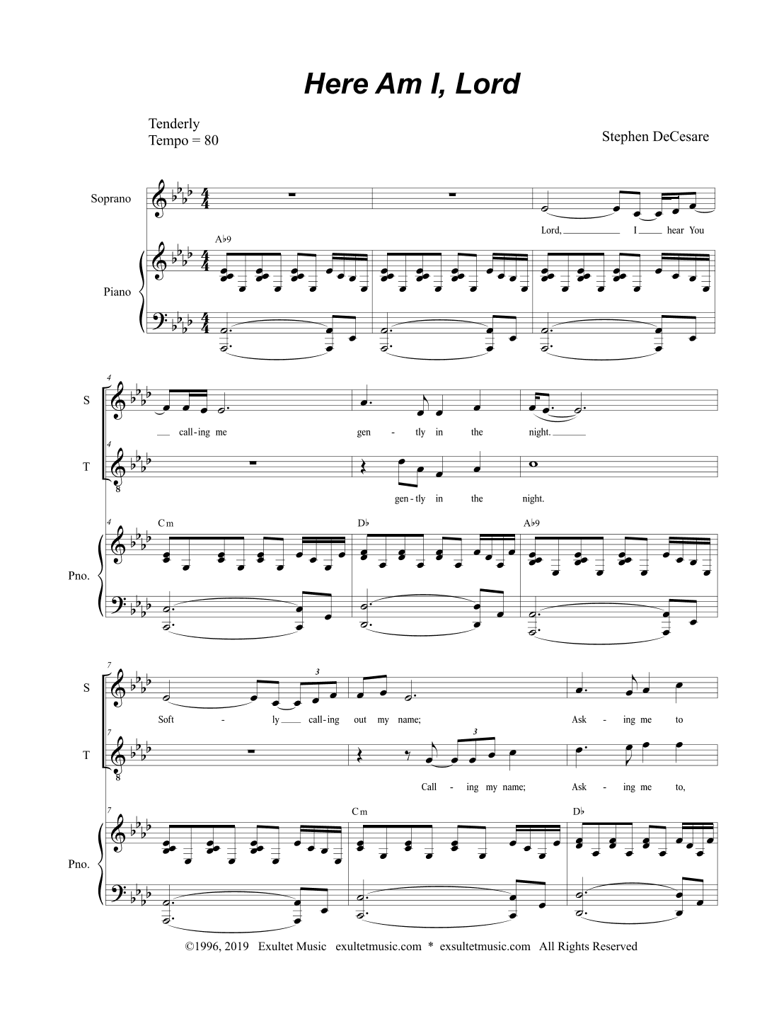 Here Am I, Lord (2-part choir - (Soprano and Tenor)
