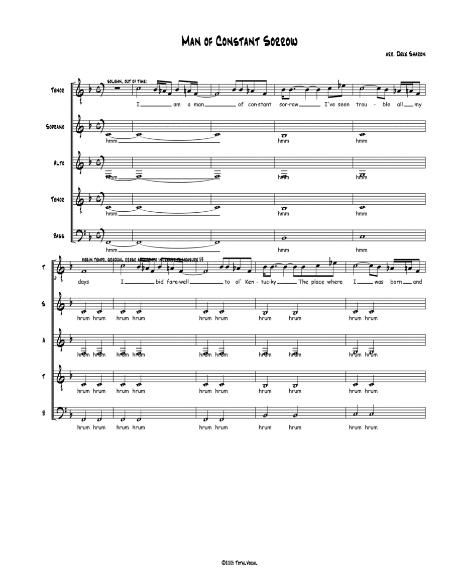 Man of Constant Sorrow (arr. Deke Sharon)