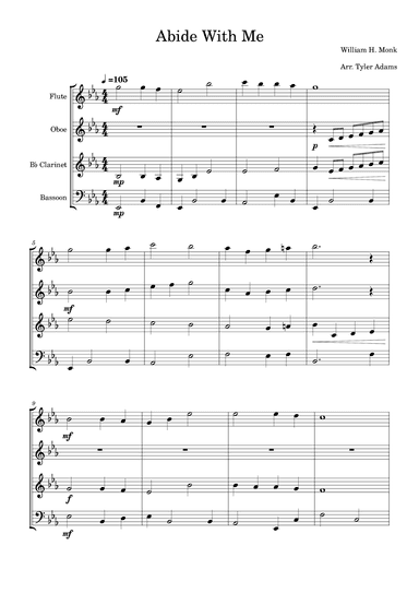 Abide With Me (Wind Quartet) (arr. Tyler Adams)