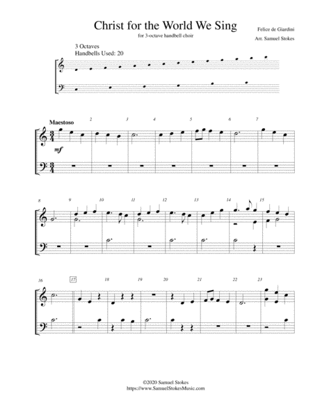 Christ for the World We Sing - for 3-octave handbell choir (arr. Samuel Stokes)