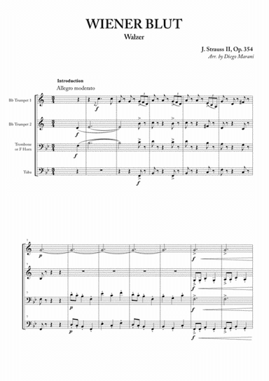 Wiener Blut for Brass Quartet (arr. Diego Marani)