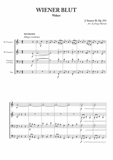 Wiener Blut for Brass Quartet (arr. Diego Marani)