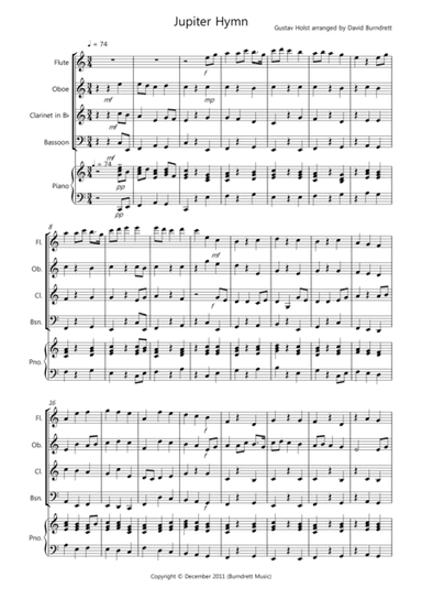 Jupiter Hymn for Wind Quartet (arr. David Burndrett)