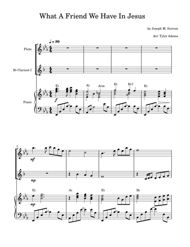 What A Friend We Have In Jesus (Duet for Flute and Bb Clarinet) (arr. Tyler Adams)